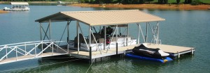 flotation systems gable roof covered boat dock 1