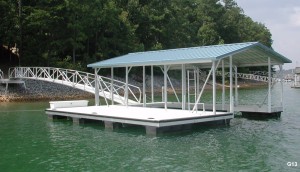 Flotation Systems gable roof boat dock G13