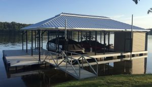Flotation Systems, Inc. Aluminum Boat Docks - Hip Roof Boat Docks