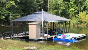 Flotation Systems Aluminum Boat Docks - Hip Roof Boat Dock - 1000 Acre Lake